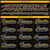 Custom Black Royal-Gold 3D Pattern Fragment Art Hockey Lace Neck Jersey