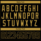 Custom Black Old Gold-White 3D Pattern Curve Lines Hockey Lace Neck Jersey