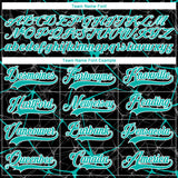 Custom Black Aqua-White 3D Pattern Abstract Network Hockey Lace Neck Jersey