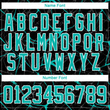 Custom Black Aqua-White 3D Pattern Abstract Network Hockey Lace Neck Jersey