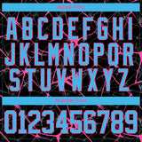Custom Black Sky Blue-Pink 3D Pattern Abstract Network Hockey Lace Neck Jersey