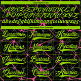 Custom Black Neon Green-Pink 3D Pattern Abstract Network Hockey Lace Neck Jersey