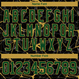 Custom Black Green-Old Gold 3D Pattern Abstract Network Hockey Lace Neck Jersey
