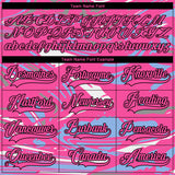 Custom Figure Pink Light Blue Black-White 3D Pattern Fluid Art Hockey Lace Neck Jersey