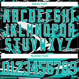 Custom Figure Aqua Black-White 3D Pattern Fluid Art Hockey Lace Neck Jersey