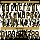 Custom White Black-Old Gold 3D Pattern Splash Art Hockey Lace Neck Jersey
