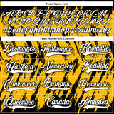 Custom Gold White-Black 3D Pattern Splash Art Hockey Lace Neck Jersey