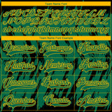 Custom Kelly Green Gold-Black 3D Pattern Splash Art Hockey Lace Neck Jersey