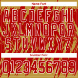 Custom Red Old Gold-White 3D Pattern Splash Art Hockey Lace Neck Jersey