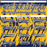 Custom Gold Navy-White 3D Pattern Splash Art Hockey Lace Neck Jersey