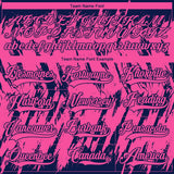 Custom Pink Navy-White 3D Pattern Splash Art Hockey Lace Neck Jersey