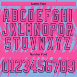 Custom Pink Light Blue Navy-White 3D Pattern Splash Art Hockey Lace Neck Jersey