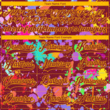 Custom Graffiti Pattern Crimson Gold-White 3D Pattern Splash Art Hockey Lace Neck Jersey
