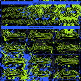 Custom Black Neon Green-Royal 3D Fluid Art Splash Hockey Lace Neck Jersey