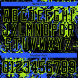 Custom Black Neon Green-Royal 3D Fluid Art Splash Hockey Lace Neck Jersey