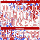 Custom White Red-Royal 3D Fluid Art Splash Hockey Lace Neck Jersey