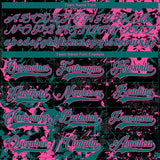 Custom Black Teal-Pink 3D Fluid Art Splash Hockey Lace Neck Jersey