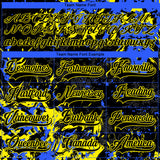 Custom Black Light Yellow-Royal 3D Fluid Art Splash Hockey Lace Neck Jersey