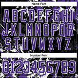 Custom Black Purple-White 3D Fluid Art Splash Hockey Lace Neck Jersey