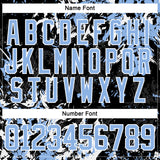 Custom Black Light Blue-White 3D Fluid Art Splash Hockey Lace Neck Jersey