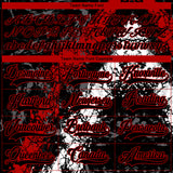 Custom Black Red-White 3D Splash Art Hockey Lace Neck Jersey