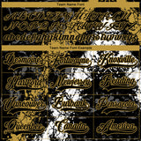Custom Black Old Gold-White 3D Splash Art Hockey Lace Neck Jersey