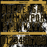Custom Black Old Gold-White 3D Splash Art Hockey Lace Neck Jersey