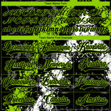 Custom Black Neon Green-White 3D Splash Art Hockey Lace Neck Jersey