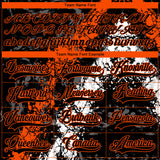 Custom Black Orange-White 3D Splash Art Hockey Lace Neck Jersey
