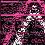 Custom Black Pink-White 3D Splash Art Hockey Lace Neck Jersey