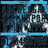 Custom Black Sky Blue-White 3D Splash Art Hockey Lace Neck Jersey