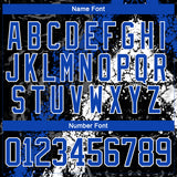 Custom Black Thunder Blue-White 3D Splash Art Hockey Lace Neck Jersey