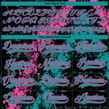 Custom Black Teal-Pink 3D Splash Art Hockey Lace Neck Jersey