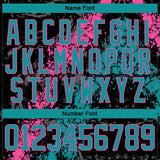 Custom Black Teal-Pink 3D Splash Art Hockey Lace Neck Jersey