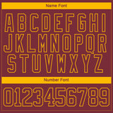 Custom Burgundy Gold-White 3D Pattern Abstract Shape Hockey Lace Neck Jersey