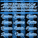 Custom Black Powder Blue-White 3D Pattern Abstract Shape Hockey Lace Neck Jersey