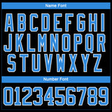 Custom Black Powder Blue-White 3D Pattern Abstract Shape Hockey Lace Neck Jersey