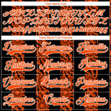 Custom Black Orange-White 3D Pattern Abstract Shape Hockey Lace Neck Jersey