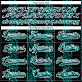 Custom Black Teal-White 3D Pattern Abstract Shape Hockey Lace Neck Jersey
