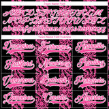 Custom Black Pink-White 3D Pattern Abstract Shape Hockey Lace Neck Jersey