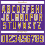 Custom Purple Old Gold-White 3D Pattern Abstract Shape Hockey Lace Neck Jersey