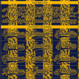 Custom Navy Gold-White 3D Pattern Abstract Shape Hockey Lace Neck Jersey