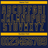 Custom Navy Gold-White 3D Pattern Abstract Shape Hockey Lace Neck Jersey