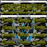 Custom Black Neon Yellow Blue-White 3D Pattern Abstract Camo Hockey Lace Neck Jersey