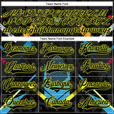 Custom Black Neon Yellow Blue-White 3D Pattern Abstract Splash Hockey Lace Neck Jersey