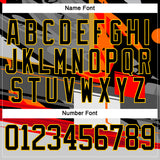 Custom Black Red-Yellow 3D Pattern Abstract Hockey Lace Neck Jersey