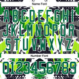 Custom Black Kelly Green White-Green 3D Pattern Abstract Grunge Hockey Lace Neck Jersey