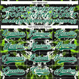 Custom Black Kelly Green White-Green 3D Pattern Abstract Grunge Hockey Lace Neck Jersey