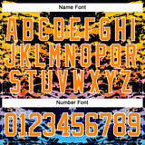 Custom Bay Orange Blue-White 3D Pattern Abstract Grunge Hockey Lace Neck Jersey