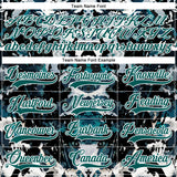 Custom Midnight Green Black-White 3D Pattern Abstract Grunge Hockey Lace Neck Jersey